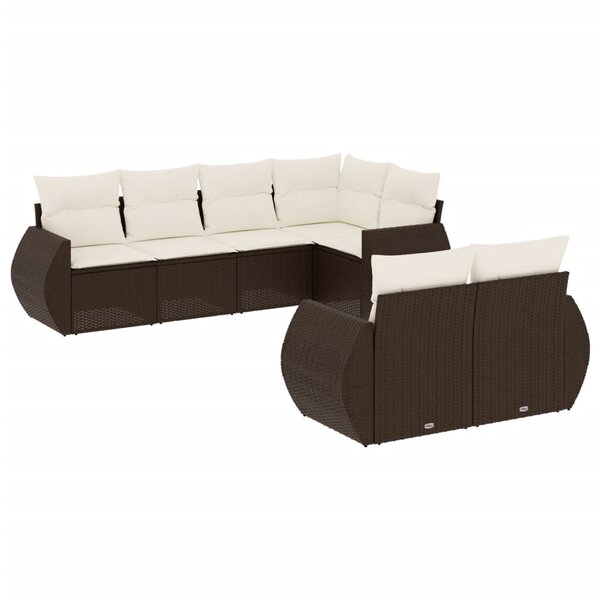 vidaXL Salon de jardin avec coussins 7 Pièces marron résine tressée