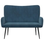 vidaXL Sofa 2 places Bleu 115 x 61 x 87 cm Velours
