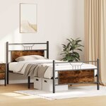 vidaXL Cadre de lit sans matelas chêne fumé 100x190 cm bois ingénierie