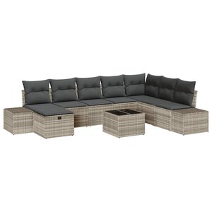 vidaXL Ensemble de canapé de jardin 9 Pièces Gris clair Poly rotin