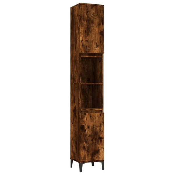 vidaXL Armoire de bain chêne fumé 30x30x190 cm bois d'ingénierie