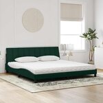 vidaXL Lit avec matelas Hanko vert foncé 200x200 cm velours
