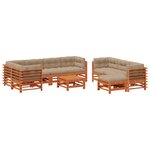 vidaXL Ensemble de salon de jardin 10 Pièces Brun cire Bois de pin massif