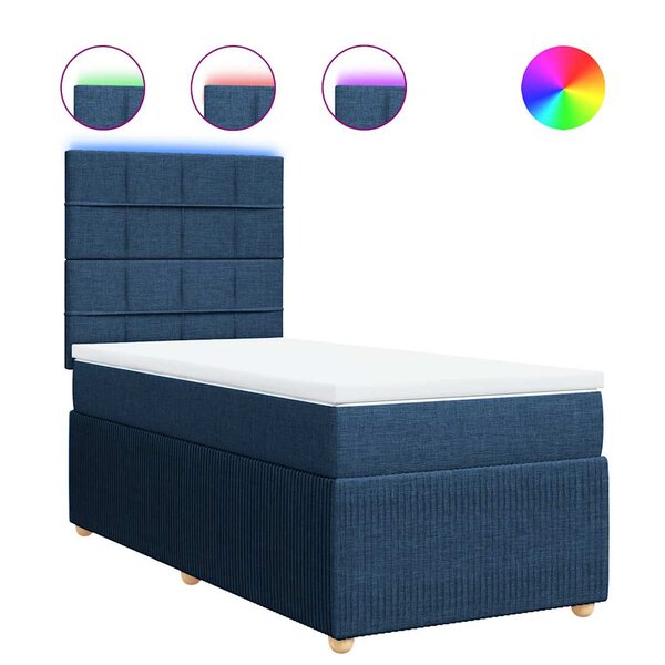 vidaXL Sommier à lattes de lit avec matelas Bleu 100x200 cm Tissu
