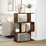 vidaXL Étagère séparatrice de pièce à 3 niveaux chêne fumé 70x24x97 cm