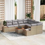 vidaXL Ensemble de canapé de jardin 9 Pièces Beige Poly rotin