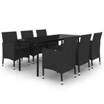 vidaXL Ensemble à manger de jardin coussins 7 Pièces Résine tressée Verre