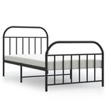 vidaXL Cadre de lit métal sans matelas avec pied de lit noir 107x203cm