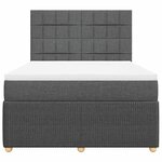 vidaXL Sommier à lattes de lit avec matelas Gris foncé 140x190cm Tissu