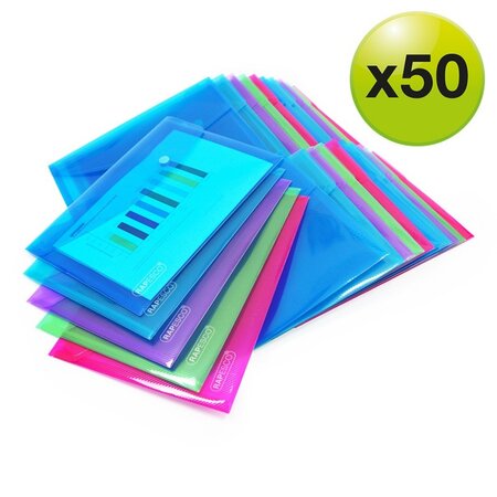 Lot de 50 pochettes a5 couleurs rapesco 1499