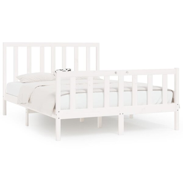 vidaXL Cadre de lit Blanc Bois massif 160x200 cm