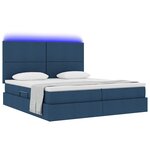 vidaXL Lit de rangement LED avec matelas Bleu 200 x 200 cm Tissu