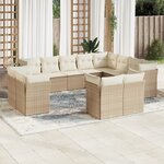 vidaXL Salon de jardin avec coussins 12 Pièces beige résine tressée