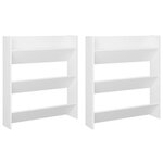 vidaXL Armoires à chaussures murales 2 Pièces Blanc 80x18x90 cm Aggloméré