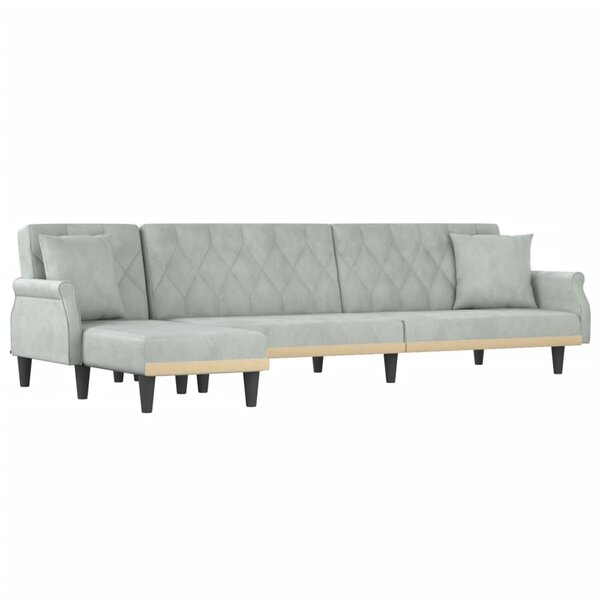 vidaXL Canapé-lit en forme de L gris clair 271x140x70 cm velours