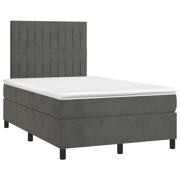 vidaXL Sommier à lattes de lit et matelas gris foncé 120x190cm velours