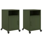 vidaXL Tables de chevet 2 Pièces vert olive 36x39x59 cm acier