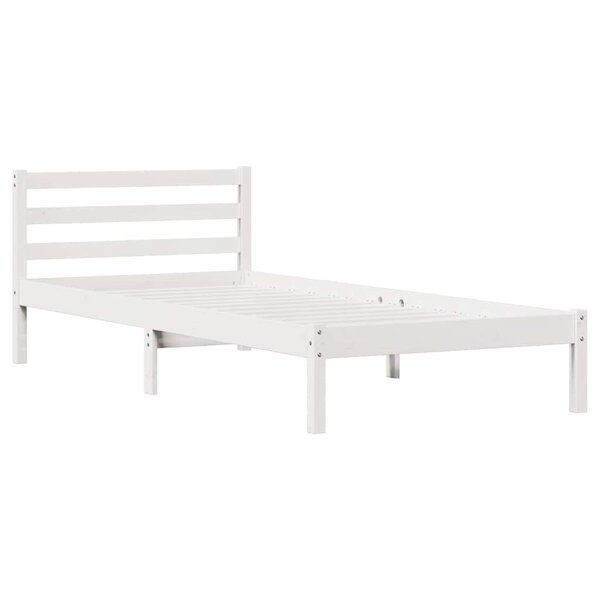 Cadre de lit vidaXL avec tête de lit Blanche 90x210 cm en bois de pin massif