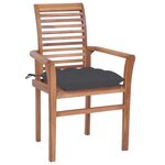 vidaXL Chaises à manger lot de 4 avec coussins anthracite Bois de teck