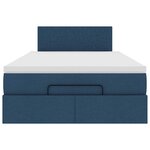 vidaXL Cadre de lit ottoman avec matelas bleu 120x190 cm tissu