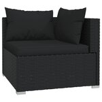 Vidaxl salon de jardin 3 pièces avec coussins noir résine tressée