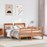 vidaXL Cadre de lit sans matelas cire marron 140x190cm bois pin massif