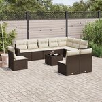 vidaXL Salon de jardin et coussins 11 Pièces marron résine tressée