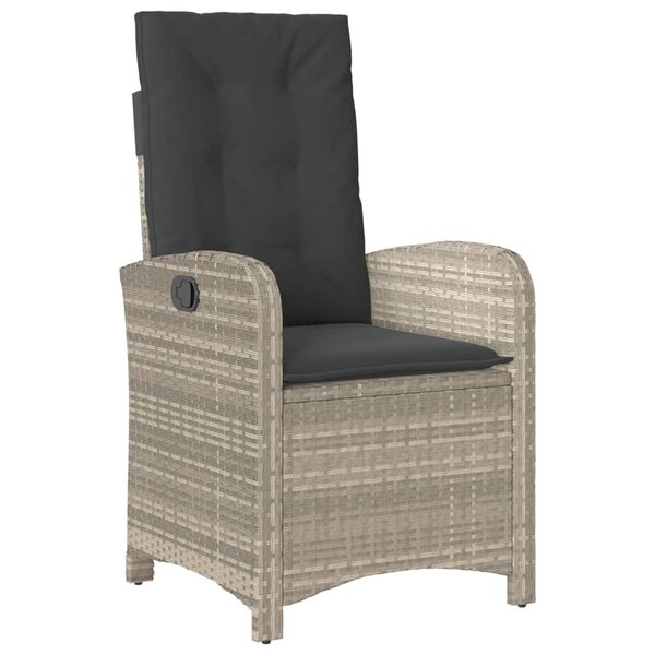 vidaXL Chaise inclinable de jardin coussins gris clair résine tressée