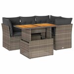 vidaXL Salon de jardin 5 Pièces avec coussins gris résine tressée