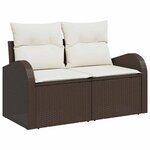 vidaXL Ensemble de canapé de jardin avec coussin 7 Pièces Marron et crème