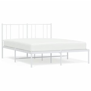 vidaXL Cadre de lit métal sans matelas et tête de lit blanc 140x190 cm