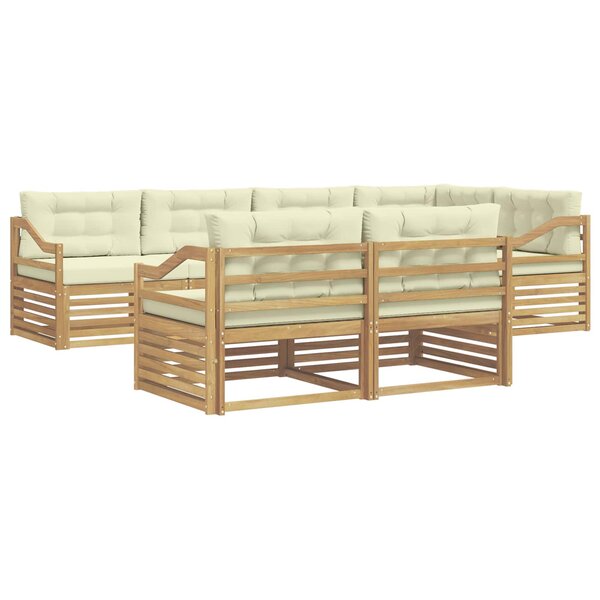 vidaXL Ensemble de canapés d'extérieur 7 Pièces Blanc et crème Polyester