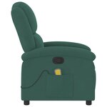 vidaXL Fauteuil inclinable de massage vert foncé velours