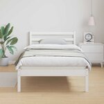 vidaXL Cadre de lit Blanc 220 x 90 cm Bois massif en pin