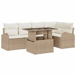 vidaXL Ensemble de canapé de jardin 6 Pièces Beige Poly rotin