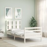 vidaXL Cadre de lit et tête de lit blanc 100x200 cm bois massif