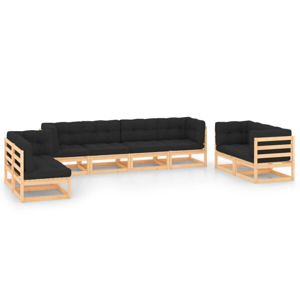 vidaXL Salon de jardin 8 Pièces avec coussins Bois de pin massif