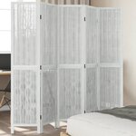 vidaXL Cloison de séparation 5 panneaux blanc bois de paulownia massif
