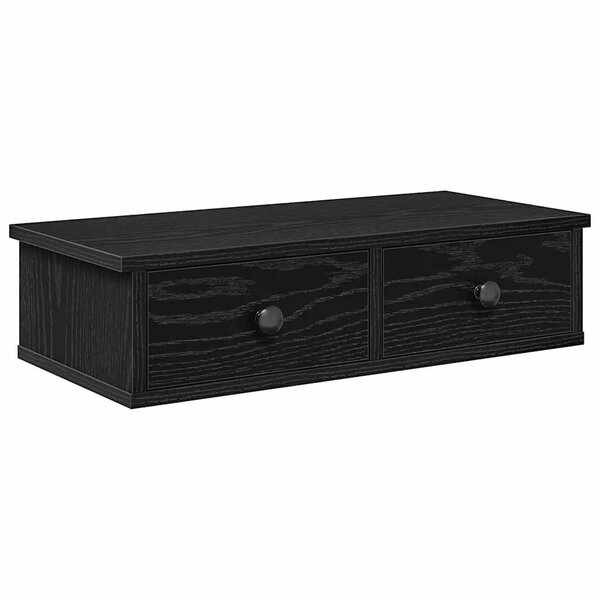 vidaXL Étagère murale avec tiroirs noir 60x25x15 cm bois d'ingénierie