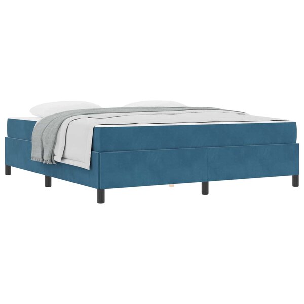 vidaXL Cadre de lit avec matelas Bleu foncé 180 x 200 cm tissu