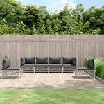 vidaXL Salon de jardin avec coussins 6 Pièces blanc acier