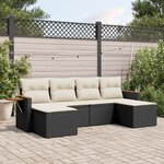 vidaXL Salon de jardin 6 Pièces avec coussins noir résine tressée