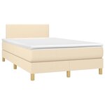 vidaXL Sommier à lattes de lit matelas et LED crème 120x190 cm tissu