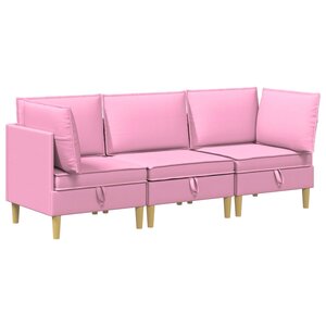 vidaXL Canapé modulaire avec rangement 3 Pièces Rose Tissu