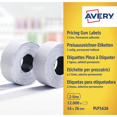 Rouleau d'étiquettes pour pince à étiqueter  - 2 lignes - blanc - permanent (paquet 10 rouleaux)