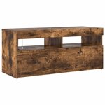 vidaXL Meuble TV avec lumières LED Chêne fumé 90x35x40 cm