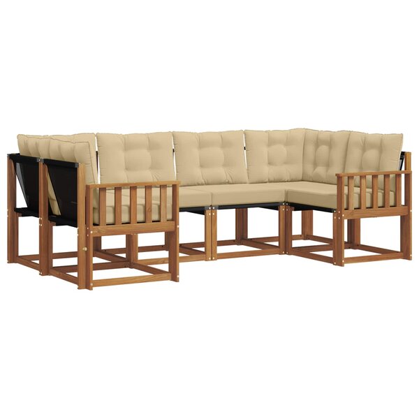 vidaXL Ensemble de canapés d'extérieur 6 pc Naturel et Beige