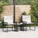 vidaXL Ensemble de meubles d'extérieur 7 pc Noir et blanc crème