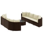 vidaXL Salon de jardin avec coussins 9 Pièces marron résine tressée