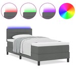 vidaXL lit à ressorts avec matelas & LED gris foncé 80x200 cm tissu